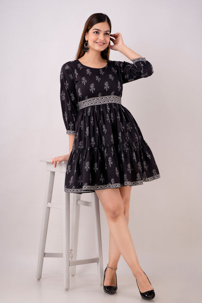 Cotton Printed Women Short Dress