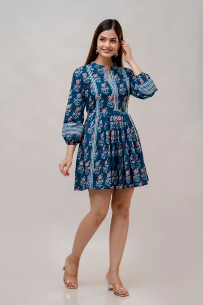 Cotton Printed Women Short Dress