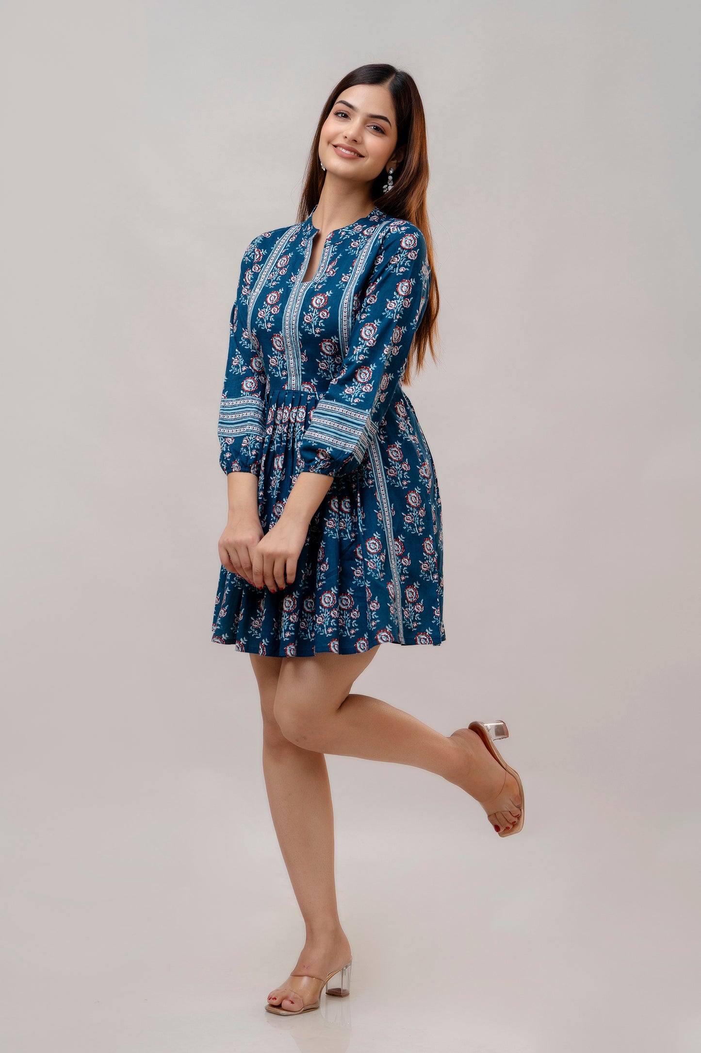 Cotton Printed Women Short Dress