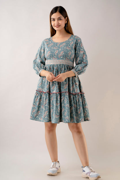 Cotton Printed Women Short Dresses