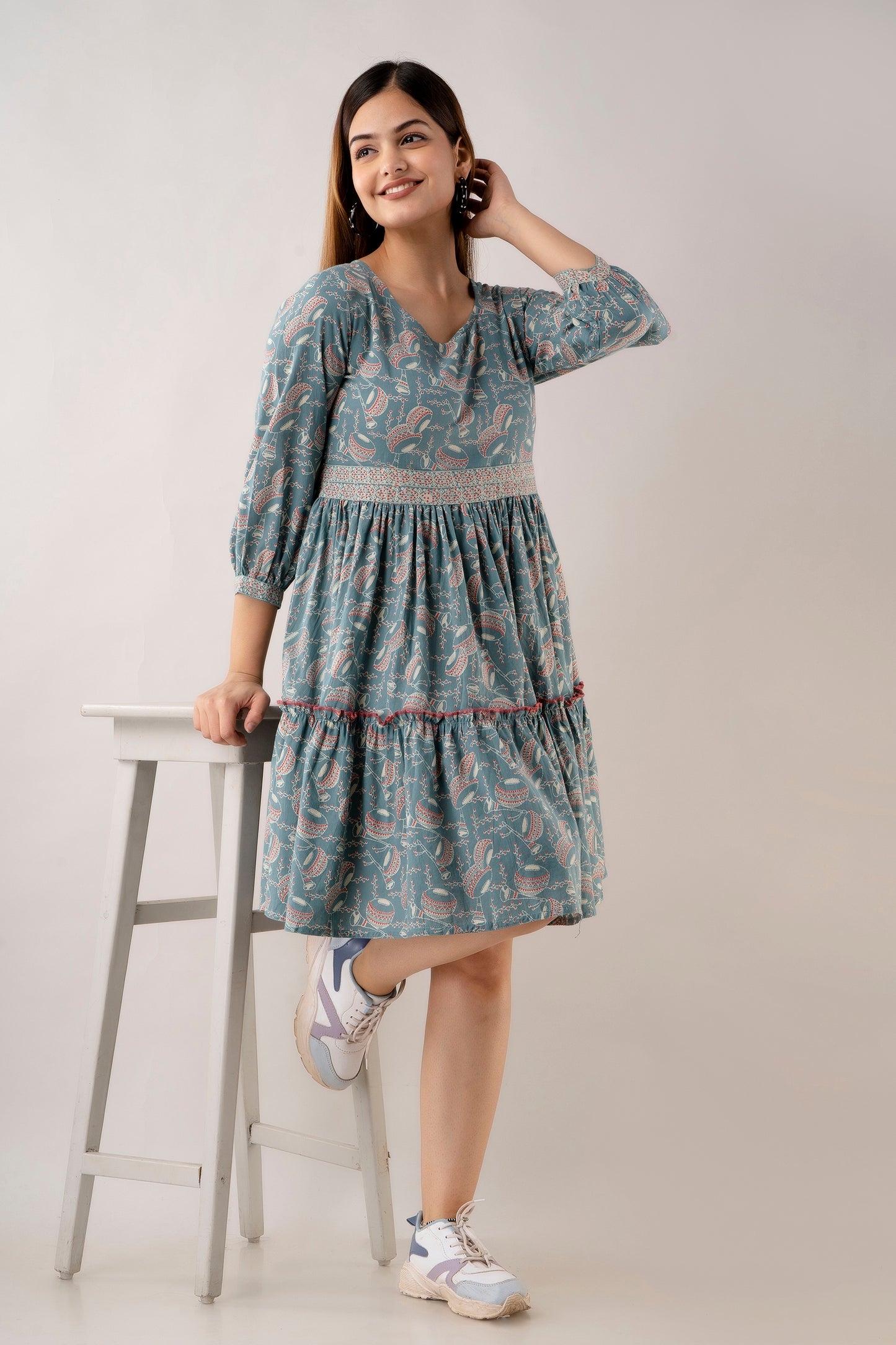 Cotton Printed Women Short Dresses