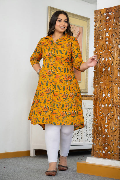 Plus Size Floral Kurta & Pant Set