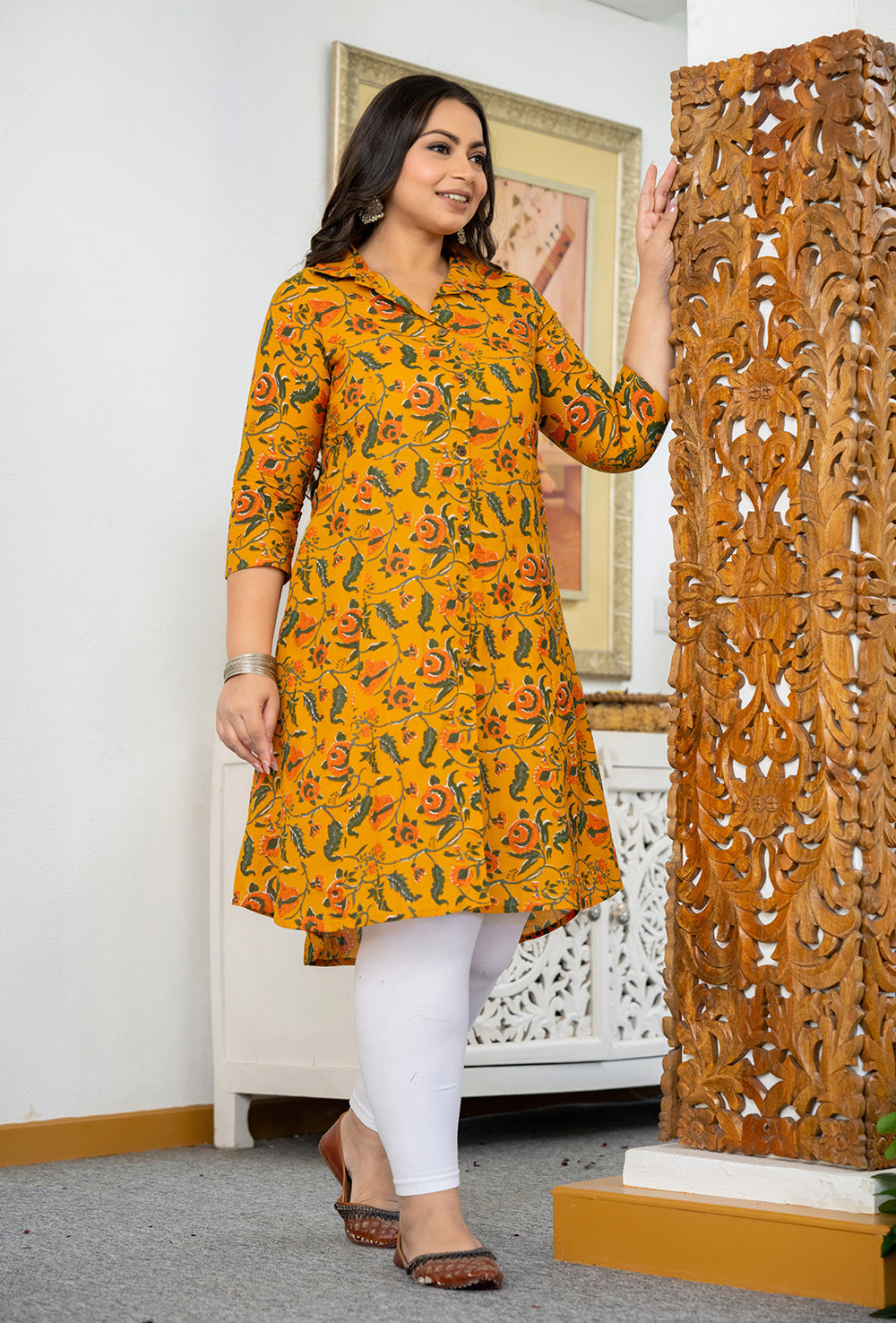 Plus Size Floral Kurta & Pant Set