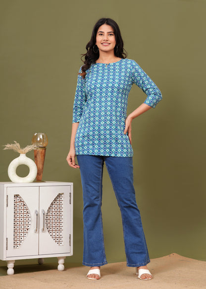 Cotton Printed Short Kurti