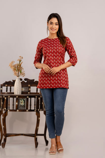 Cotton Printed Short Kurti