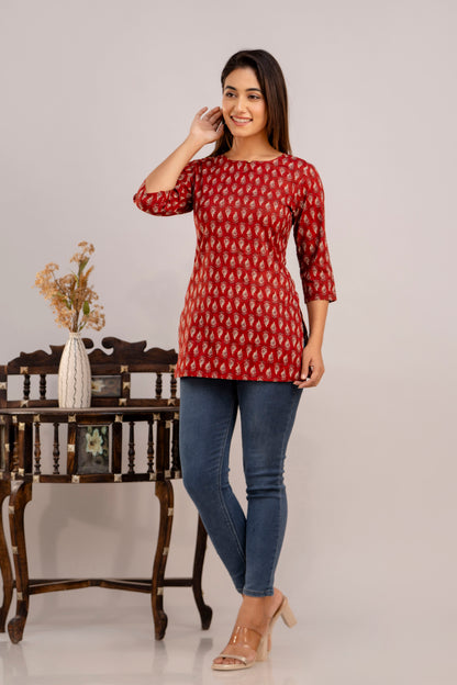 Cotton Printed Short Kurti