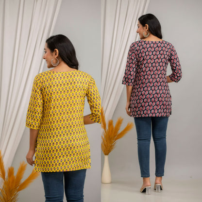 Cotton Printed Short Kurti (Combo of 2)