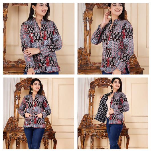 Quilted Reversible Jackets Coat (Ajrakh)