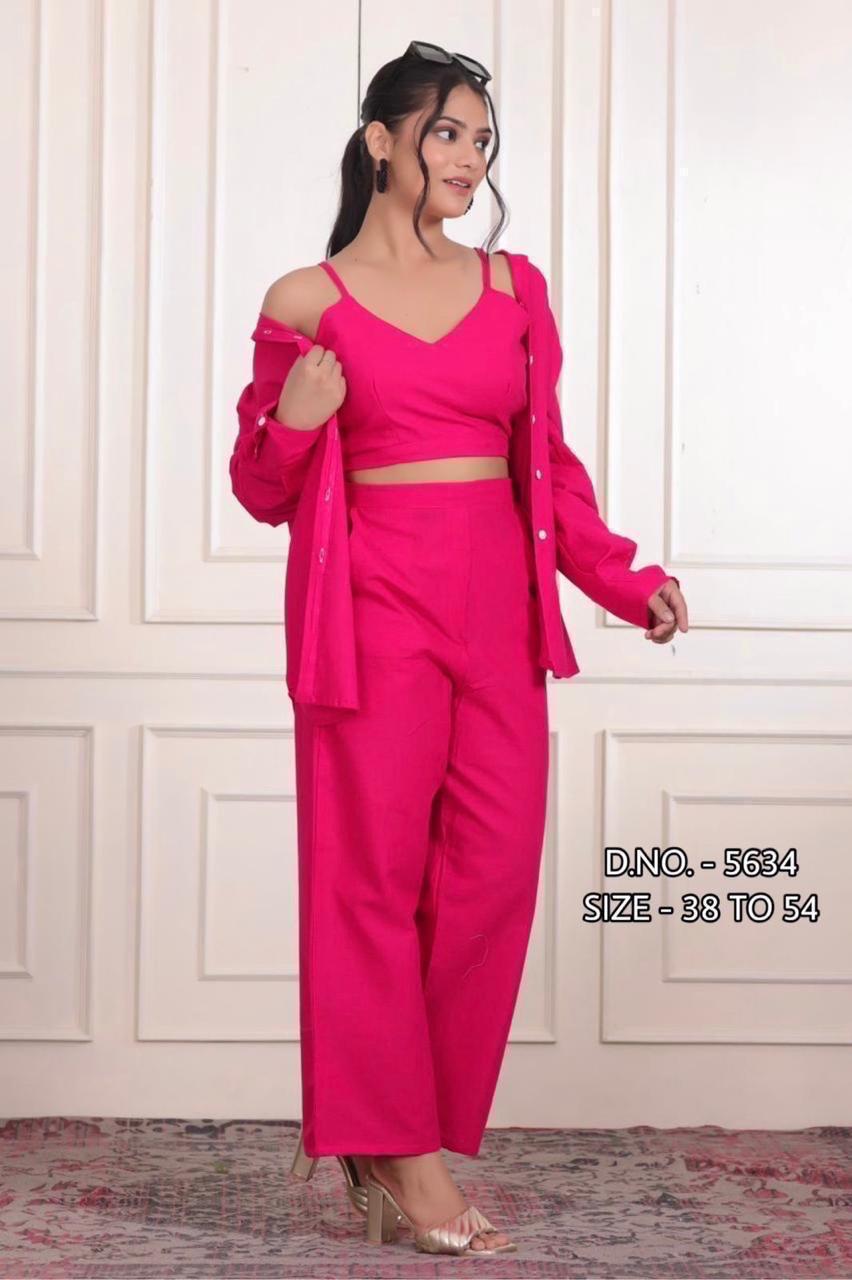 Trendy Cotton Slub 3-Piece Set: Top, Trouser & Jacket