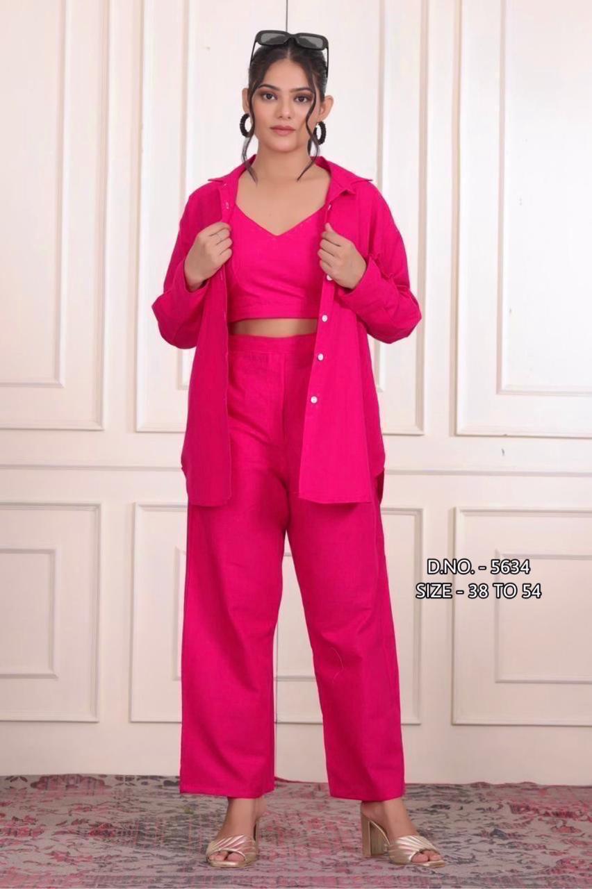 Trendy Cotton Slub 3-Piece Set: Top, Trouser & Jacket