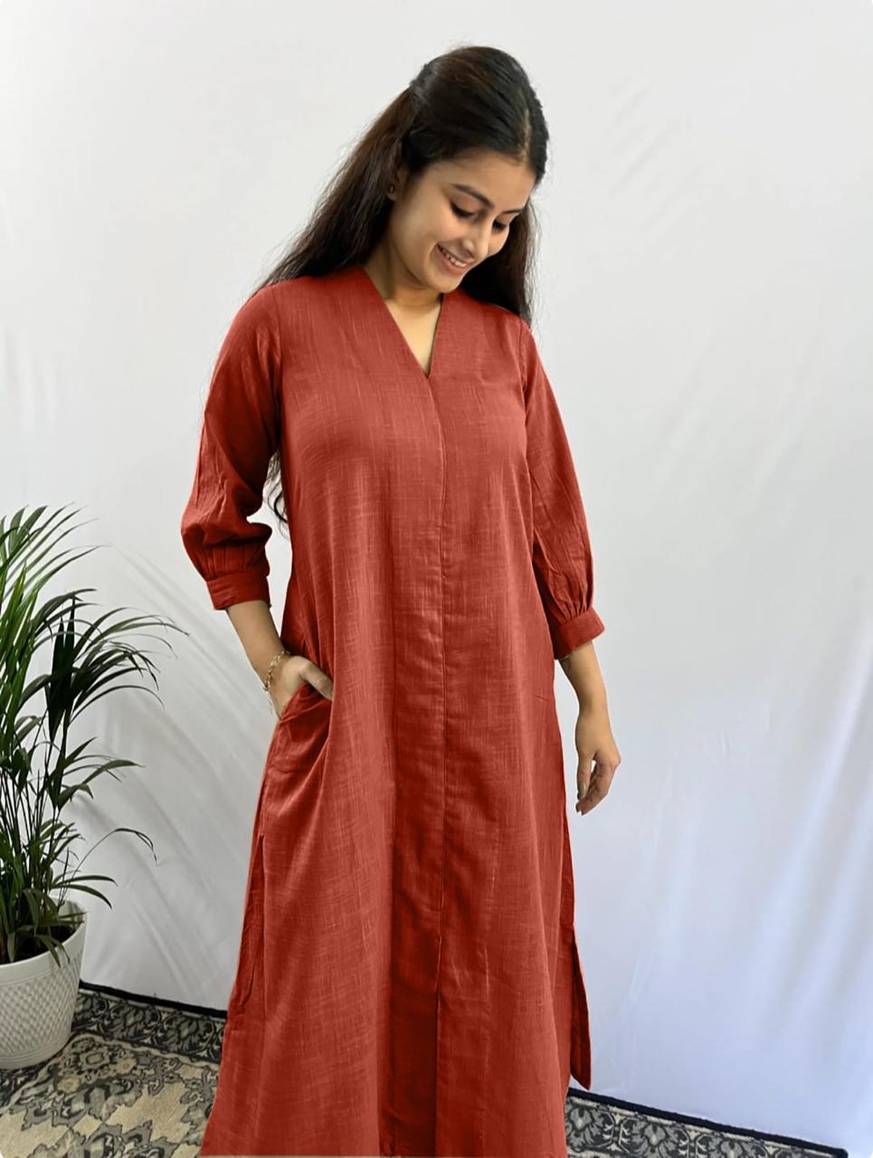 Cotton Slub Kurti with Matching Pant Set