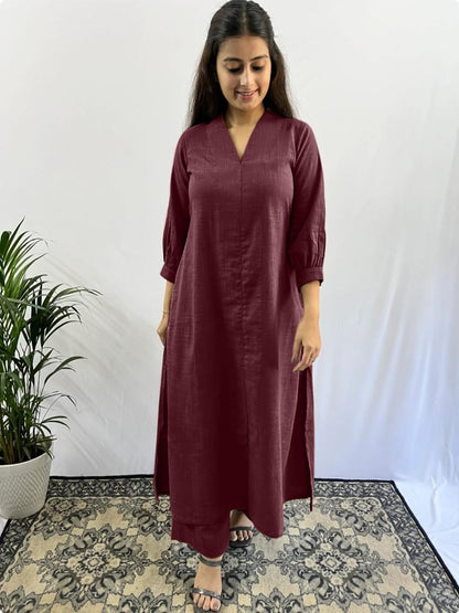 Cotton Slub Kurti with Matching Pant Set