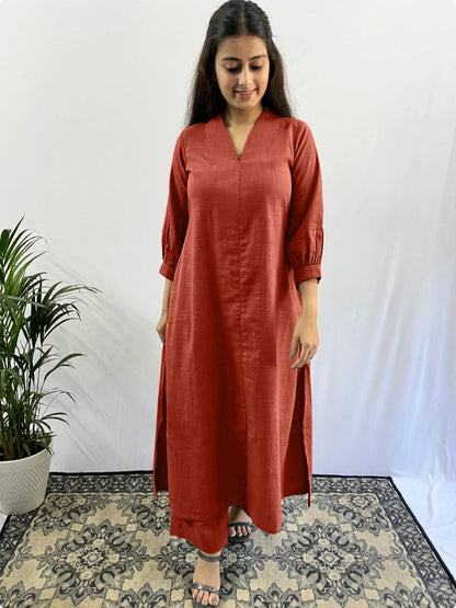 Cotton Slub Kurti with Matching Pant Set