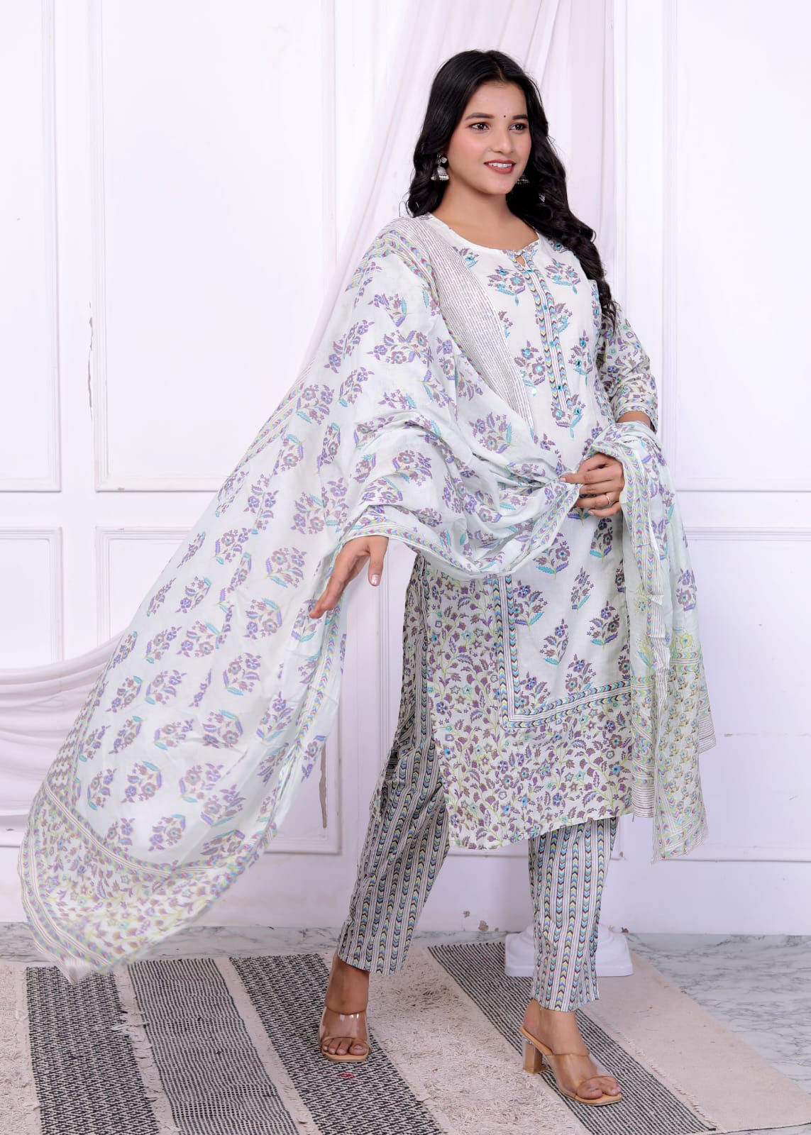 Contemporary Straight Kurti Pant Set with Dupatta