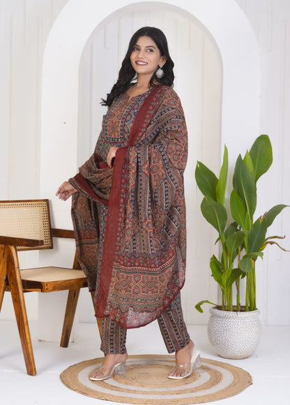 Cotton Ajrak Print 3-Piece Set