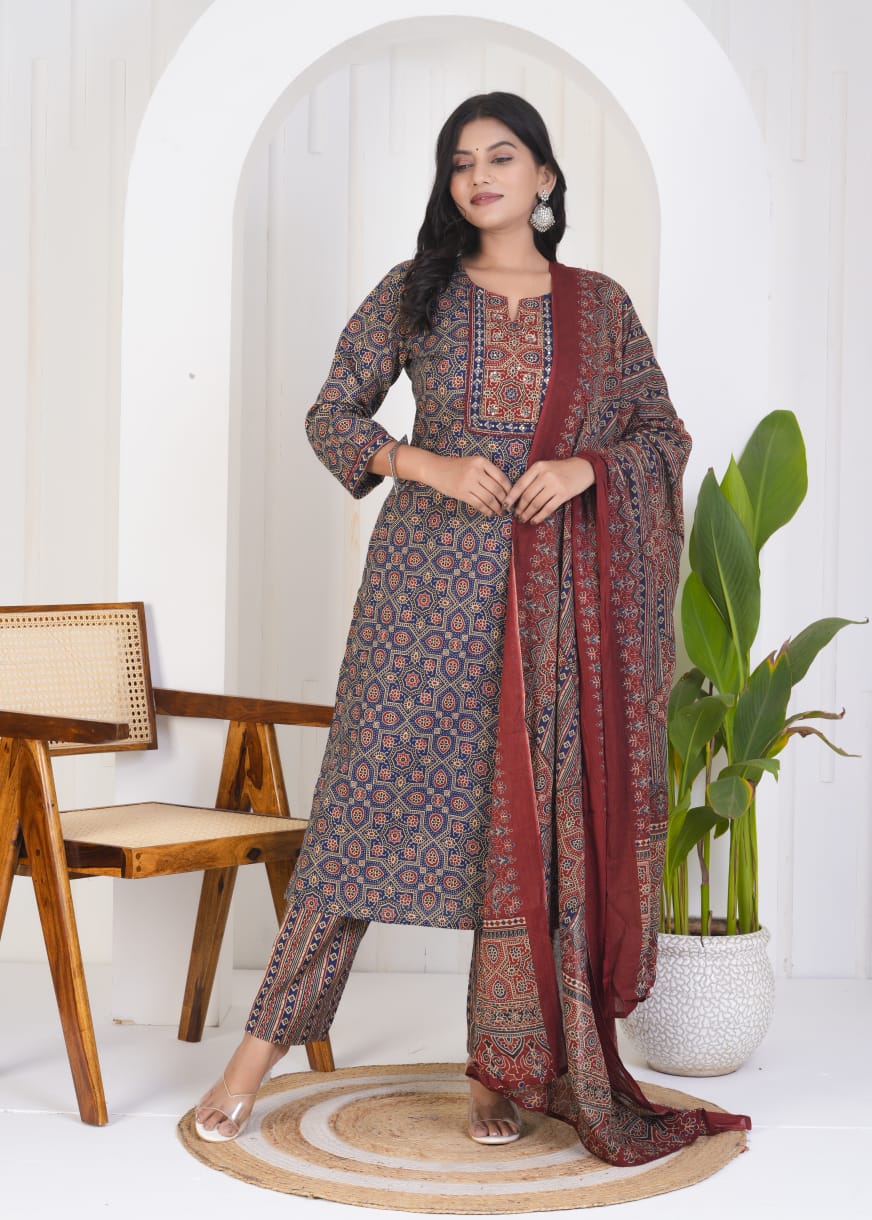 Cotton Ajrak Print 3-Piece Set