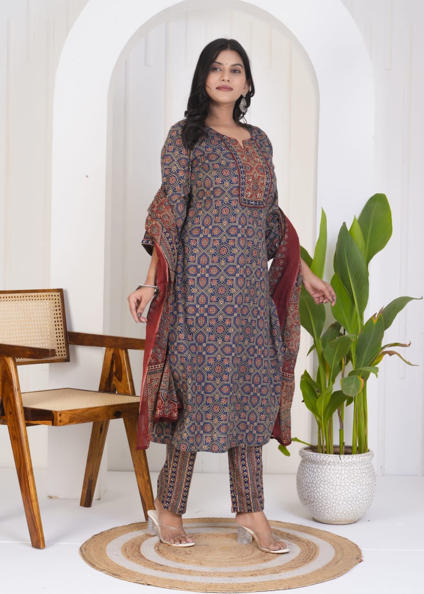 Cotton Ajrak Print 3-Piece Set