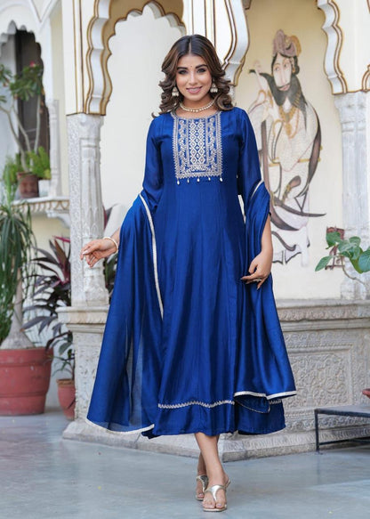 Elegant Chinon Gown with Dupatta