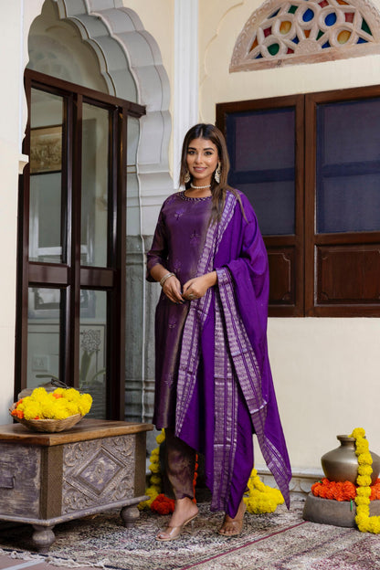 shimmer sequin kurta set with muslin Chanderi dupatta