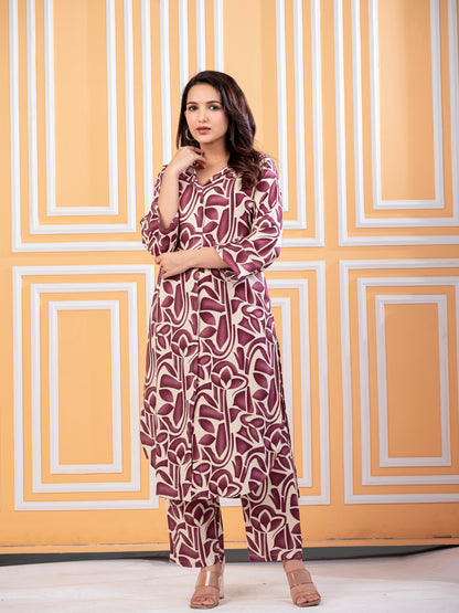 Cotton-Blend Ethnic Co-Ord Set