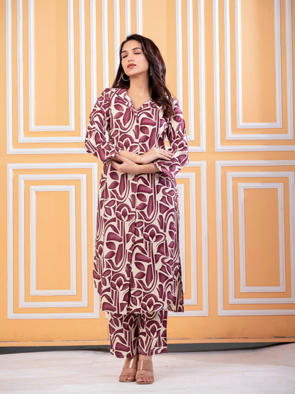 Cotton-Blend Ethnic Co-Ord Set