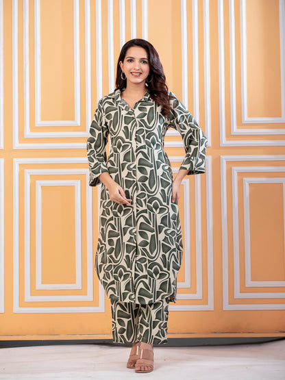 Cotton-Blend Ethnic Co-Ord Set