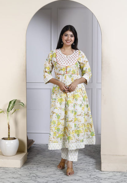 Cotton 3-Piece long Anarkali gown Set (Jacket Look)