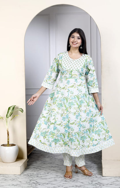 Cotton 3-Piece long Anarkali gown Set (Jacket Look)