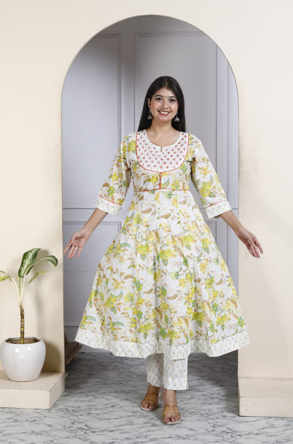 Cotton 3-Piece long Anarkali gown Set (Jacket Look)