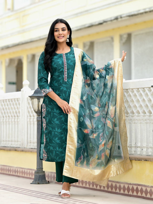 Tusser Silk Kurta Pant Set with Banarasi Tussar Dupatta