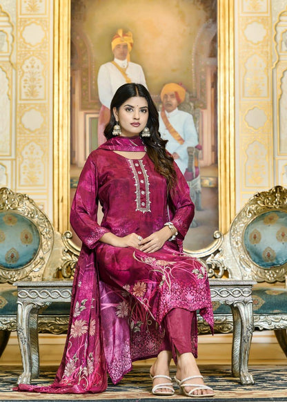 Elegant Pure Muslin Kurta Set with Handwork