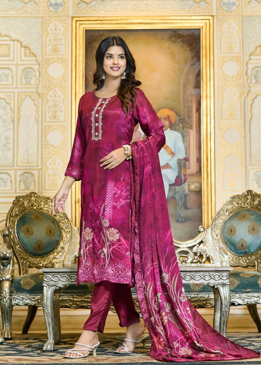 Elegant Pure Muslin Kurta Set with Handwork