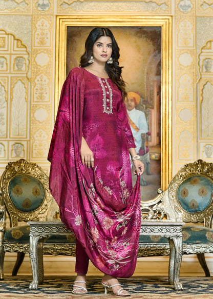 Elegant Pure Muslin Kurta Set with Handwork