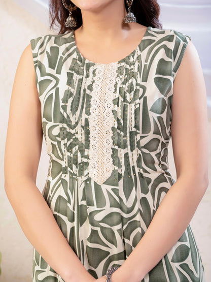 Printed Sleeveless Kurta Set with Pants and Dupatta