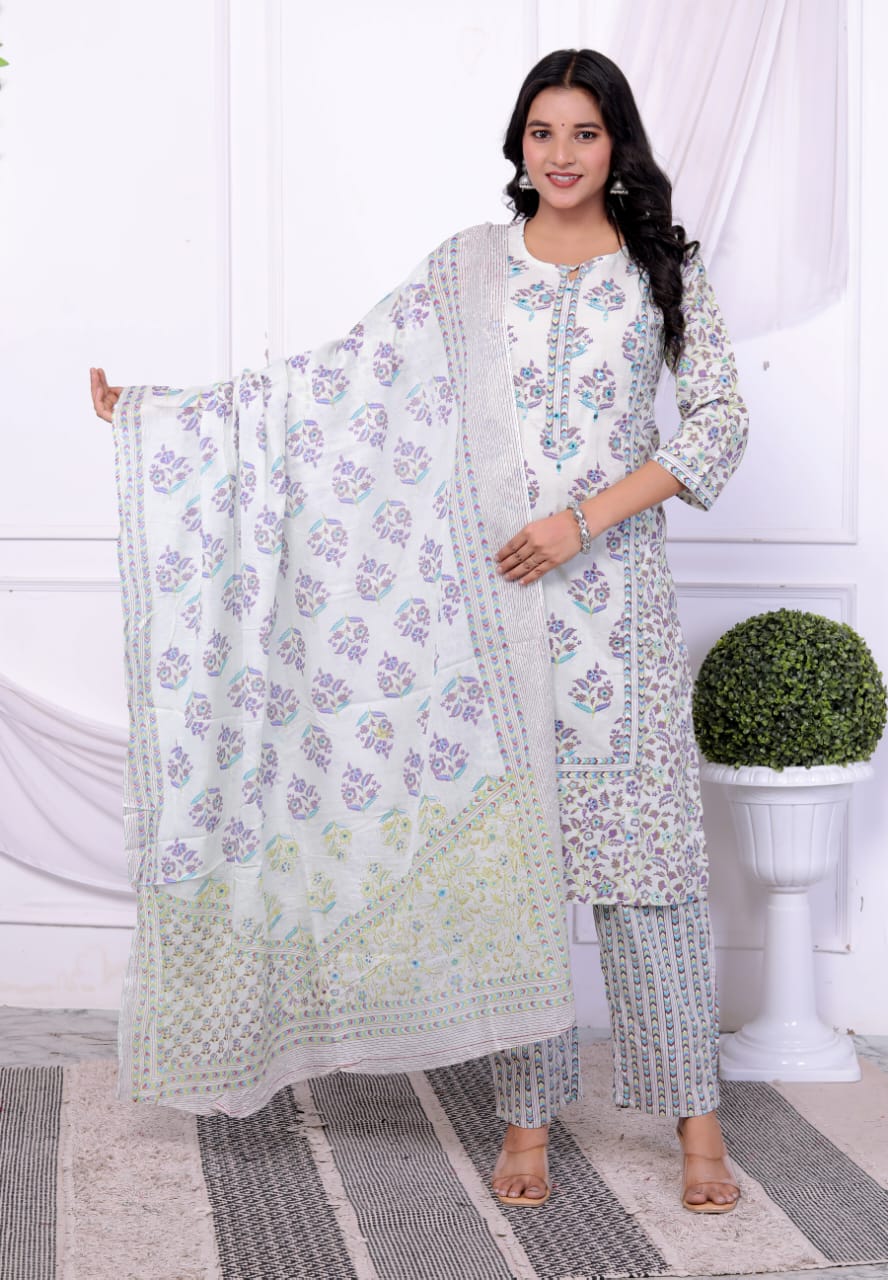 Contemporary Straight Kurti Pant Set with Dupatta