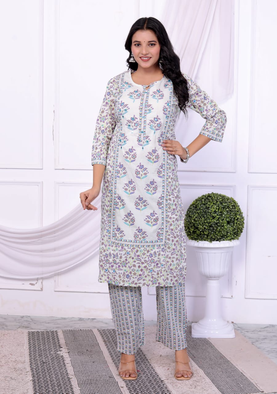 Contemporary Straight Kurti Pant Set with Dupatta